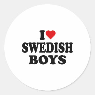 Sticker Rond J'Aime Les Garçons Suédois J'Aime Les Garçons Suéd