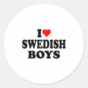 Sticker Rond J'aime les garçons suédois Je cœur T Shirt garçons