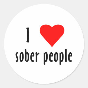 Sticker Rond J'Aime Les Gens Sobers