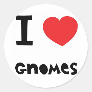 Sticker Rond J'aime les gnomes