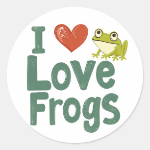 Sticker Rond J'aime les grenouilles