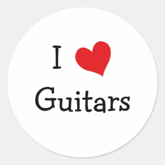 Sticker Rond J'aime les guitares (Devant)