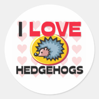 Sticker Rond J'aime les hérissons