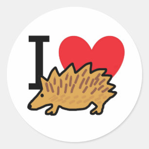 Sticker Rond J'aime les hérissons