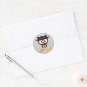 Sticker Rond J'aime les hiboux du coeur (Enveloppe)