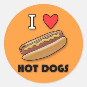 Sticker Rond J'aime les hot-dogs
