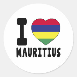 Sticker Rond J'aime les Îles Maurice