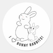Sticker Rond J'Aime Les Lapins De Lapin (Devant)