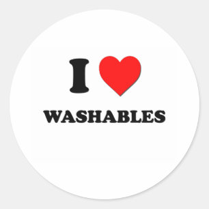Sticker Rond J'aime les lavables