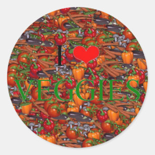 Sticker Rond J'aime les Légumes