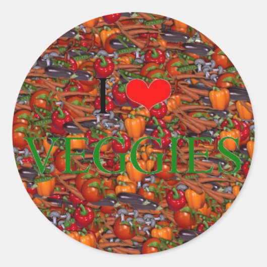 Sticker Rond J'aime les Légumes (Devant)