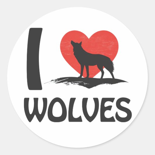 Sticker Rond J'aime les loups (Devant)