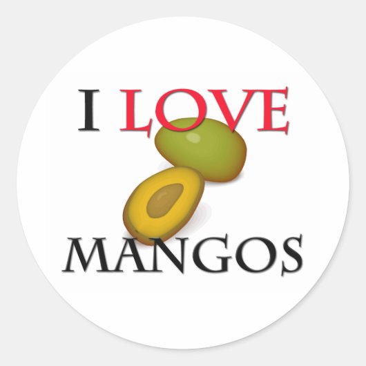 Sticker Rond J'aime les mangues (Devant)