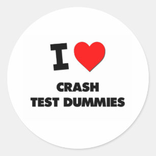Sticker Rond J'aime les mannequins d'essai de crash