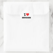 Sticker Rond J'aime les mendiants (Sac)