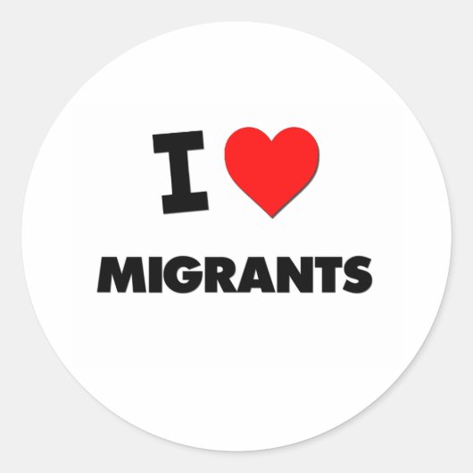 Sticker Rond J'aime les migrants (Devant)