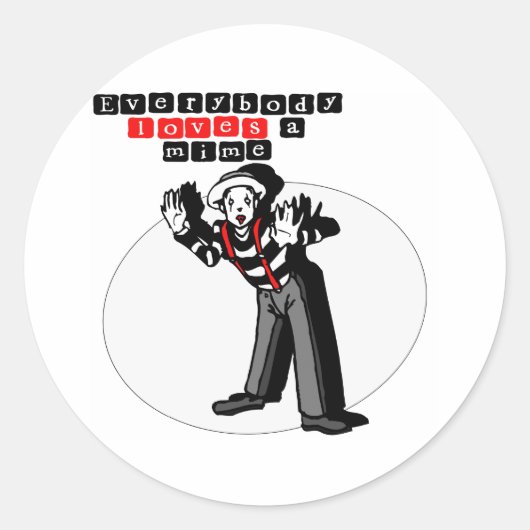 Sticker Rond J'aime les mimes (Devant)