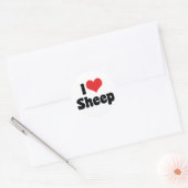 Sticker Rond J'Aime Les Moutons Du Coeur (Enveloppe)