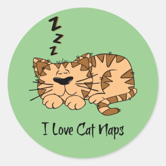 Sticker Rond J'Aime Les Naps De Chat (Devant)