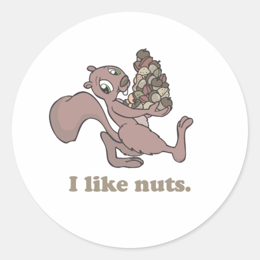 Sticker Rond J'aime les noix (Devant)