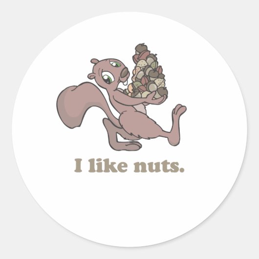Sticker Rond J'aime les noix (Devant)