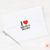 Sticker Rond J'Aime Les Ours Brown (Enveloppe)