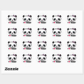 Sticker Rond J'aime les pandas (Feuille)