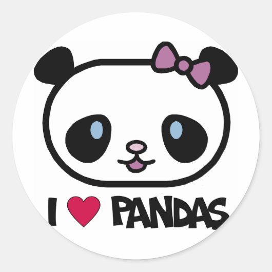 Sticker Rond J'aime les pandas (Devant)
