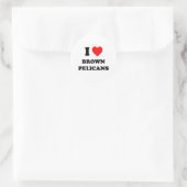Sticker Rond J'aime les pélicans Brown (Sac)