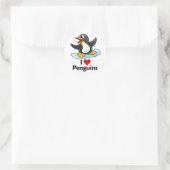 Sticker Rond J'aime les pingouins (Sac)