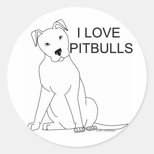 Sticker Rond J'Aime Les Pitbulls (Devant)