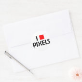 Sticker Rond J'aime les pixels (Enveloppe)