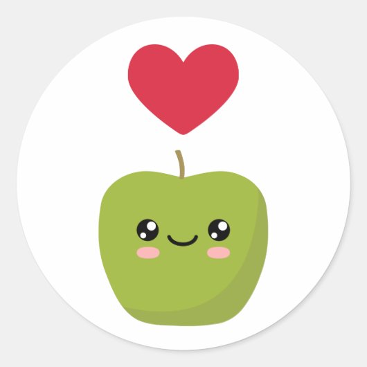 Sticker Rond J'aime les pommes (Devant)