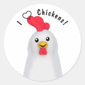 Sticker Rond J'Aime Les Poulets ! (Devant)
