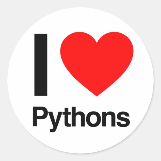 Sticker Rond j'aime les pythons (Devant)