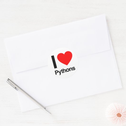 Sticker Rond j'aime les pythons (Enveloppe)