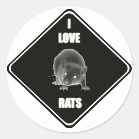 Sticker Rond J'aime les rats (Devant)