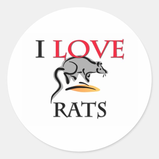 Sticker Rond J'aime les rats (Devant)