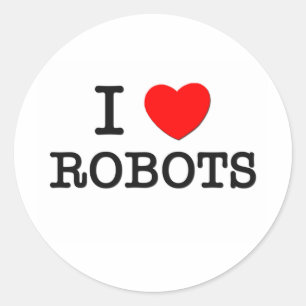 Sticker Rond J'aime les robots