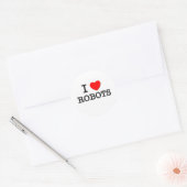 Sticker Rond J'aime les robots (Enveloppe)