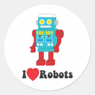 Sticker Rond J'Aime Les Robots !