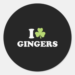 Sticker Rond J'aime les rouquins de la Saint-Patrick Shamrock