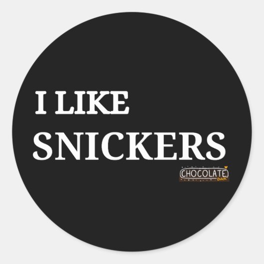 Sticker Rond j'aime les snickers (Devant)