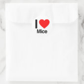 Sticker Rond j'aime les souris (Sac)