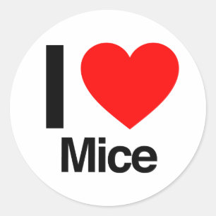 Sticker Rond j'aime les souris
