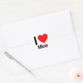 Sticker Rond j'aime les souris (Enveloppe)