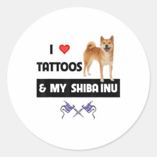 Sticker Rond J'Aime Les Tatouages Et Mon Chien Shiba Inu Maman 