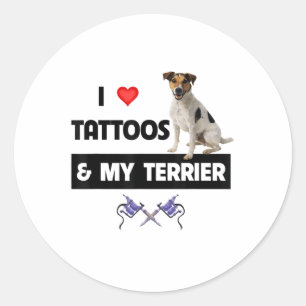 Sticker Rond J'Aime Les Tatouages Et Mon Jack Russell Terrier C