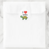 Sticker Rond J'aime les tortues (Sac)