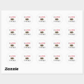 Sticker Rond J'Aime Les Tortues (Feuille)